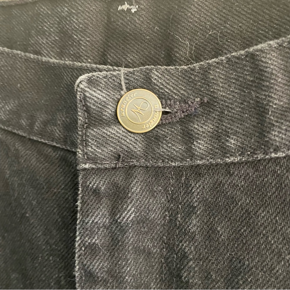 WRANGLER Vintage High Rise Straight Leg Jeans Black Denim Women's Size 14x30 GUC - Picture 5 of 13